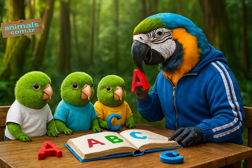 parrot and forest,parrot,parrot family,animals,parrot and her chicks,animals.com.tr,animal