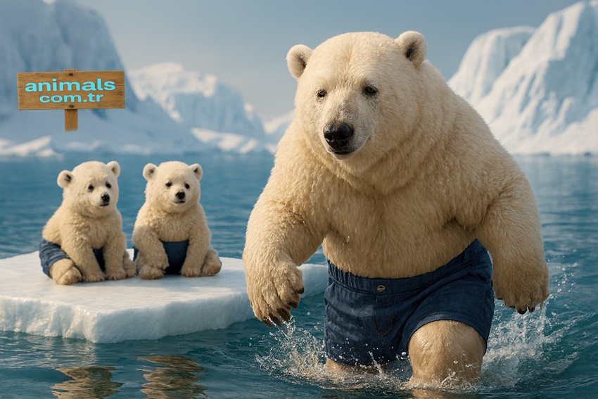 polar bear,polar bear family,animals,polar bear and her chicks,animals.com.tr,animal